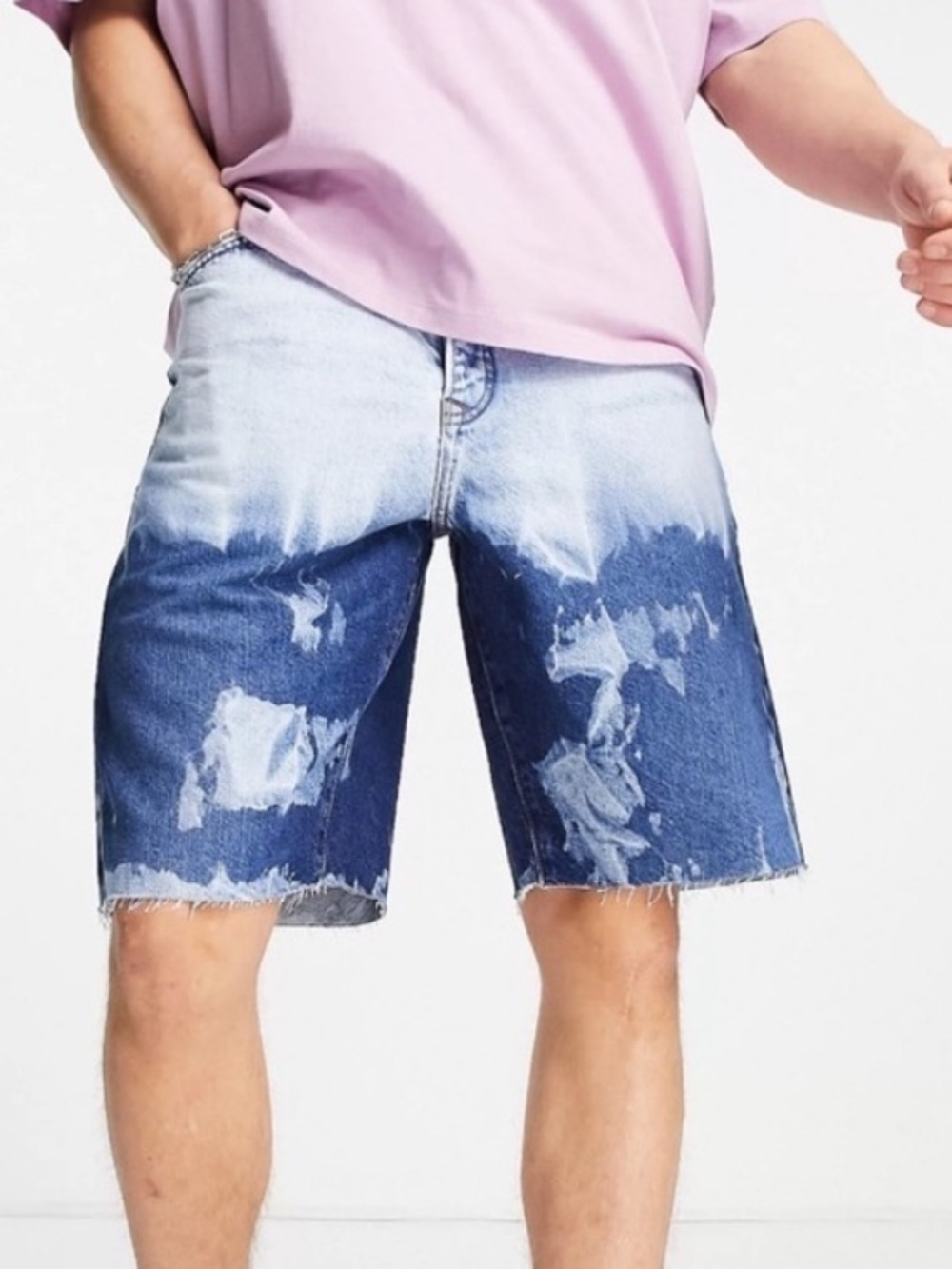 NEW Topman Extreme Wash Slim Shorts Denim Jean Button Fly Size 28 Topshop Cotton